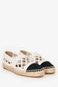 Pre-Loved Chanel™ White/Black Crochet CC Espadrilles Size 37
