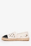 Pre-Loved Chanel™ White/Black Crochet CC Espadrilles Size 37