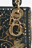 Christian Dior Black Leather Gold 'Clovers' Embroidered Mini Lady Dior