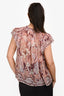 Ulla Johnson Pink/Gold Silk Metallic Ruffle Tie Top Size 10 US