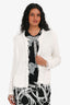 Iro White Tweed Light Weight Fringe Blazer Size 38
