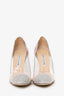 Manolo Blahnik Silver Leather and PVC Crystal Embellishments D'Orsay Pumps Size 38