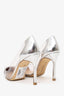 Manolo Blahnik Silver Leather and PVC Crystal Embellishments D'Orsay Pumps Size 38