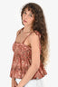 Ulla Johnson Sleeveless 2022 Brown Floral Print Top Size 4