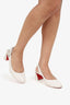Christian Louboutin White Leather 'So Jane' Slingback Pumps Size 39