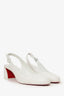 Christian Louboutin White Leather 'So Jane' Slingback Pumps Size 39