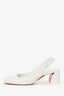 Christian Louboutin White Leather 'So Jane' Slingback Pumps Size 39