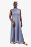 Issey Miyake Purple Pleated Mockneck Sleeveless Maxi Dress Size 3