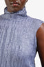 Issey Miyake Purple Pleated Mockneck Sleeveless Maxi Dress Size 3