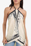 Hermès Cream/Black Silk Halter Neck Tunic Size 38
