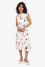 Escada White/Multicolour Floral Sequin Dress Size 36
