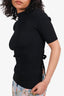 Maje Black Ribbed Open-Back Mock Neck Top Size 1