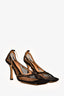 Bottega Veneta Black Mesh Square Toe Heels Size 37