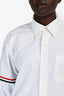 Thom Browne White Cotton Button Down Striped Armband Shirt Size L Mens