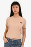 Miu Miu Beige Logo Sheer Crewneck T-Shirt Size M