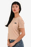 Miu Miu Beige Logo Sheer Crewneck T-Shirt Size M