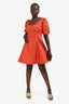 Staud Orange Cotton Square Neck Midi Dress Size 10