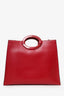Fendi Red Leather Medium Perforated Tote with Strap