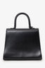 Delvaux Black Leather Brillant MM Top Handle Bag With Strap