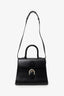 Delvaux Black Leather Brillant MM Top Handle Bag With Strap