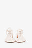 Pre-Loved Chanel™ White Lambskin Interlocking CC Chain T-Strap Sandals Size 5