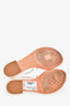 Pre-Loved Chanel™ White Lambskin Interlocking CC Chain T-Strap Sandals Size 5