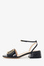 Fendi Black Croc Embossed Leather Promenade Ankle Strap Sandals Size 37