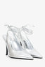 The Attico Silver Metallic Leather Venus 120mm Pumps Size 40