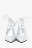 The Attico Silver Metallic Leather Venus 120mm Pumps Size 40