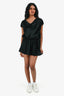 St. John Black Silk Cinched Waist Mini Dress Size S