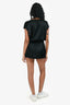 St. John Black Silk Cinched Waist Mini Dress Size S