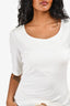 St. John White Boat Neckline 3/4 Sleeve Top Size S