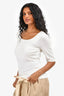 St. John White Boat Neckline 3/4 Sleeve Top Size S
