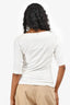 St. John White Boat Neckline 3/4 Sleeve Top Size S