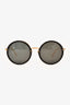 Linda Farrow Black/Gold Tone Round Framed Sunglasses