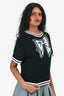 Moschino Boutique Black & White Bow Knit Short Sleeves Top Size 4