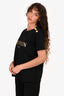 Balmain Black Cotton Logo Top with Gold Buttons Size 38