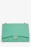 Pre-Loved Chanel™ 2012-13 Green Caviar Maxi Double Flap Shoulder Bag