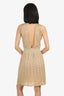 M Missoni Gold Metalic Halter Neck Open Back Double Lining Midi Dress Size 6