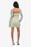 Michael Costello X Revolve Blue/Beige Lace Ruched Long Sleeves Mini Dress Size S