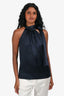 Diane von Furstenberg Navy Silk Bow Detailed Sleeveless Top Size 2 US
