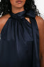 Diane von Furstenberg Navy Silk Bow Detailed Sleeveless Top Size 2 US