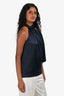 Diane von Furstenberg Navy Silk Bow Detailed Sleeveless Top Size 2 US