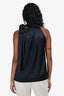 Diane von Furstenberg Navy Silk Bow Detailed Sleeveless Top Size 2 US