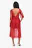 Sandro Red Lace Rosebud Embroidered Midi Dress Size 1