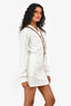 Gucci White GG Logo Embroidered Cinch Waisted Long Sleeves Mini Dress Size XS
