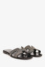 Hermès Black Leather Glittered Oran Sandals Size 36 (As Is)