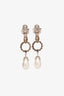 Miu Miu Silver Tone Crystal Embellished Faux Pearl Ear Clips