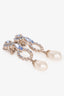 Miu Miu Silver Tone Crystal Embellished Faux Pearl Ear Clips
