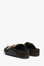 Celine Vintage Black Leather/Brown Suede Buckle Sandals Size 35 (As Is)